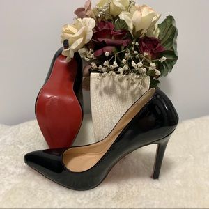 Shiny Black Red Bottom Stiletto Heels